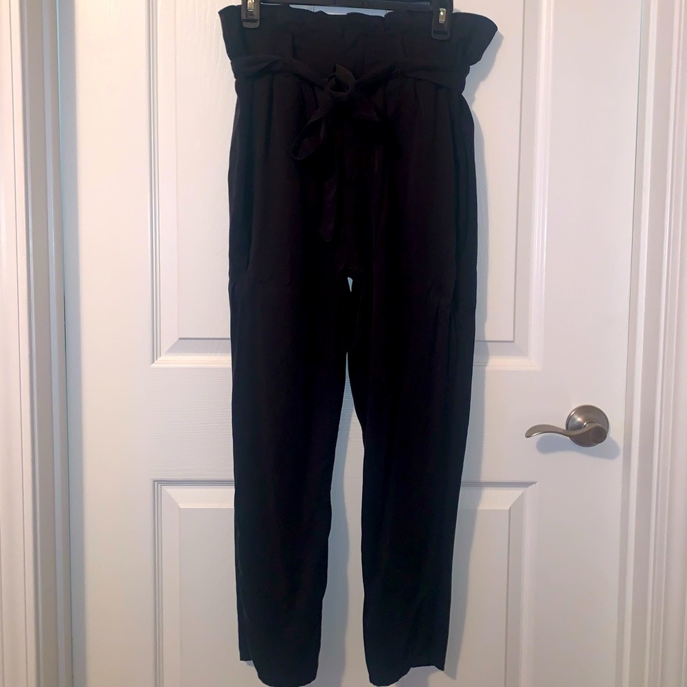 Black High Waist Bucket Top Pants